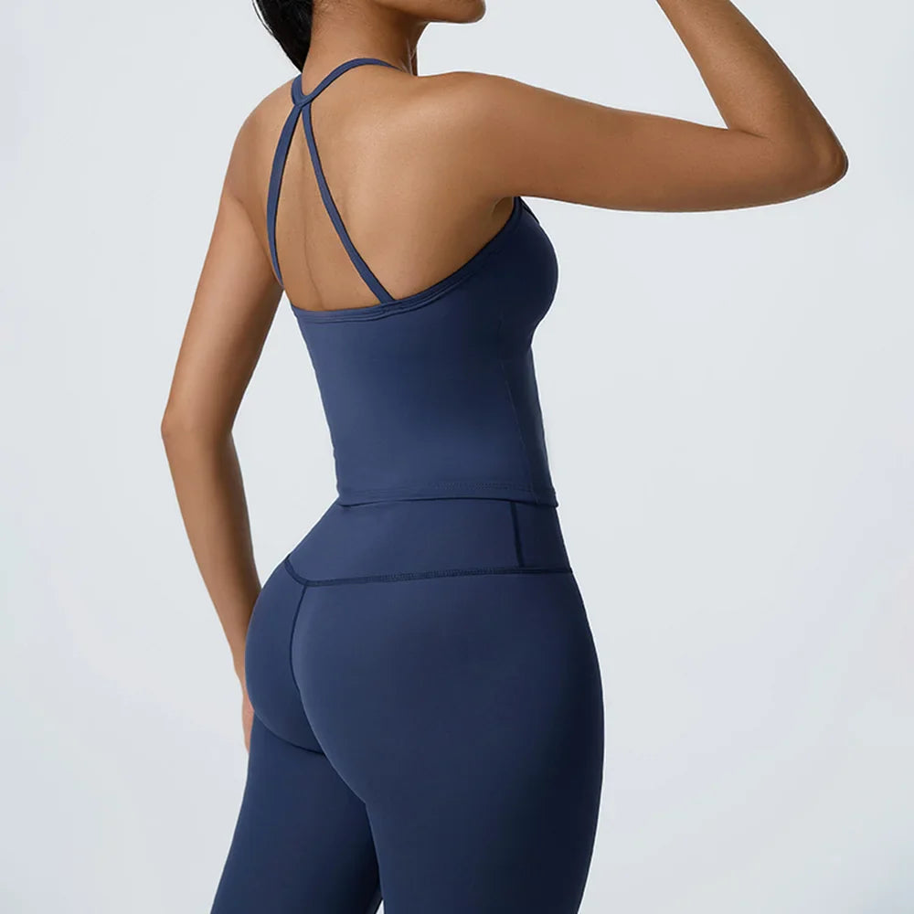 Cralom Yoga Tank Top Women Workout Gym Training Vest Quick Dry Sportswear