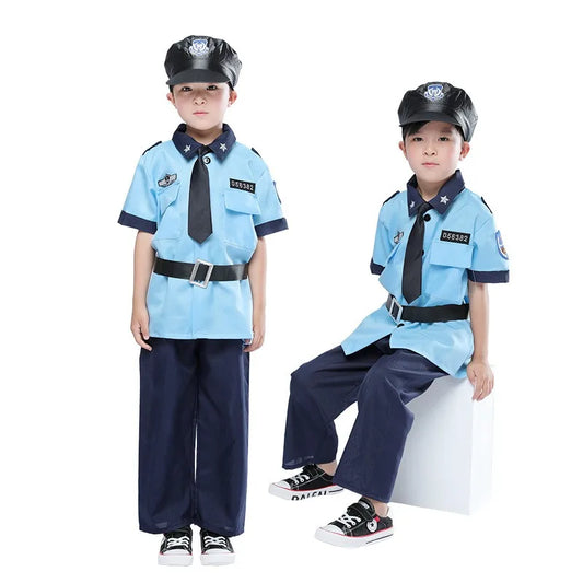 Cralom Kids Police Officer Costume Role Play Halloween Fancy Dress