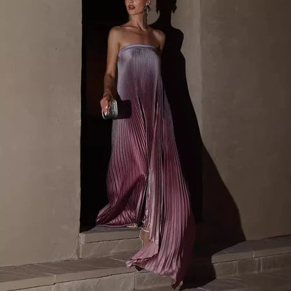 Cralom Elegant Off Shoulder Gradient Long Evening Dress Women's Fashion Gown