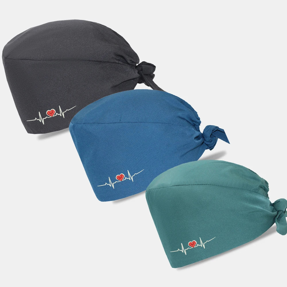 Cralom Embroidered Stretch Medical Hat Surgical Cap for Women