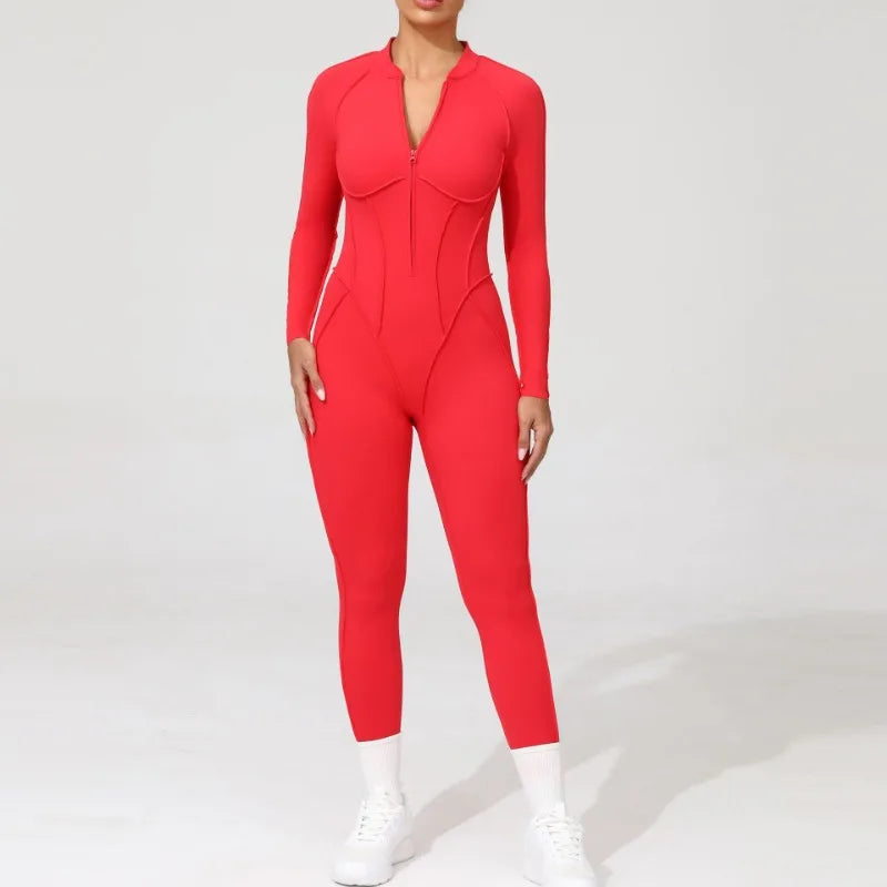 Cralom Backless Yoga Jumpsuit | Long Sleeve Tight-Fit Activewear