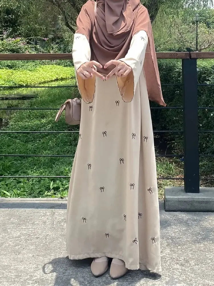 Cralom Butterfly Bow Abaya Kaftan Dress - Stylish Islamic Robe