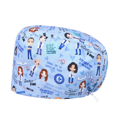 Cralom Women's Cat Print Doctor Hat for Pediatrics & Veterinary Clinics