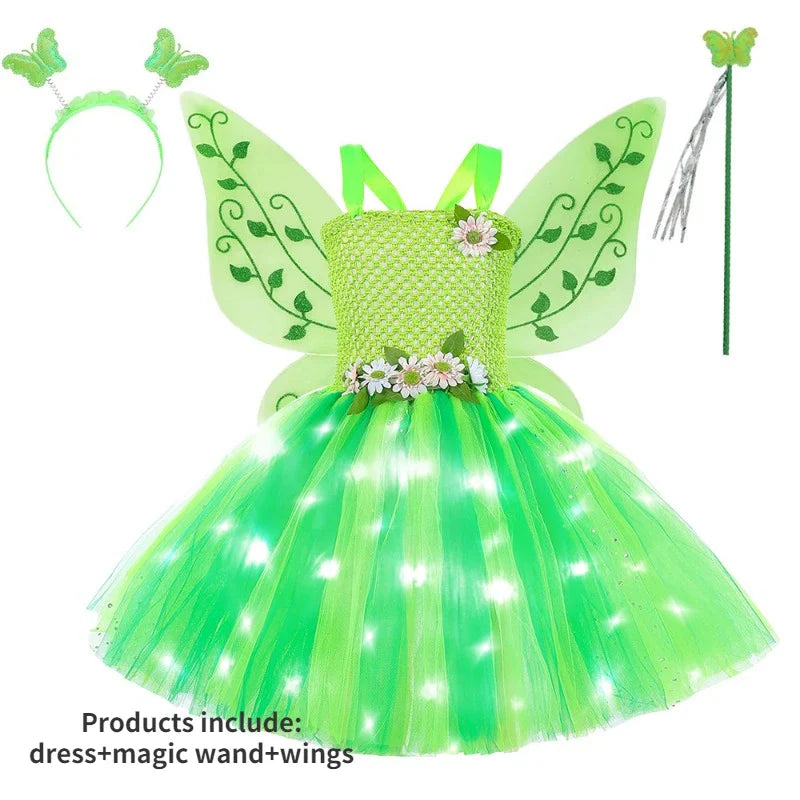 Cralom Fairy Tutu Dress with Wings - Halloween Cosplay Costume