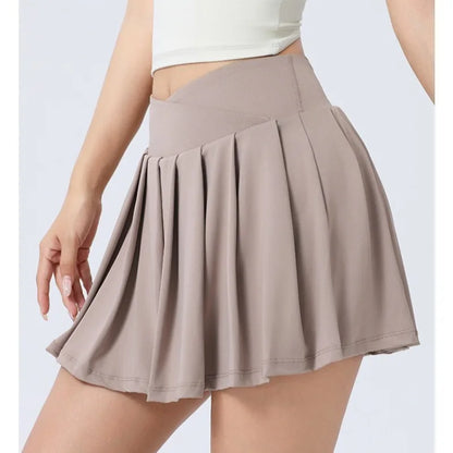 Cralom Women's Tennis Skirt with Built-in Yoga Shorts and Pocket