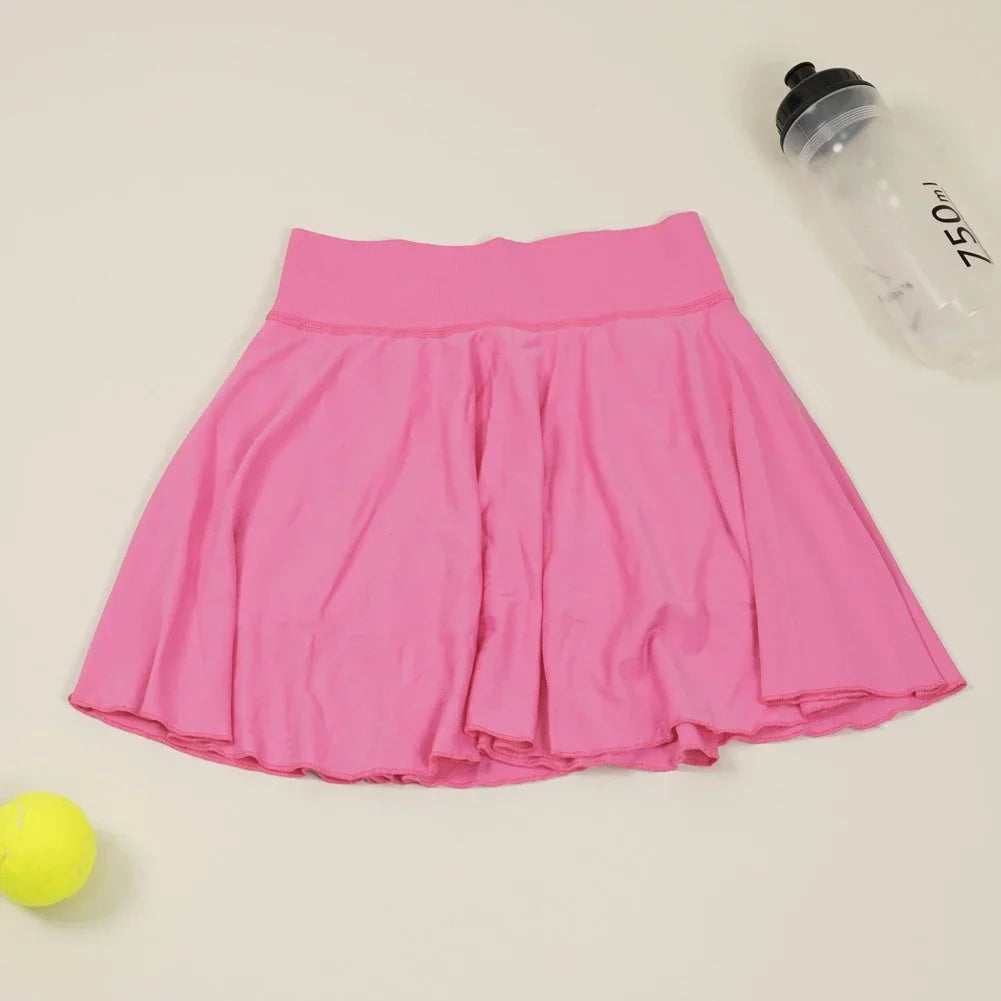 Cralom Women's Tennis Skirt with Built-in Yoga Shorts and Stretchy Quick-Dry Material