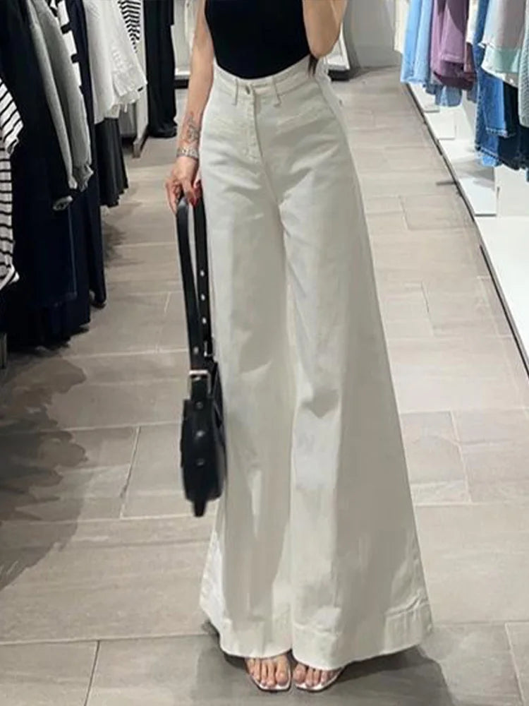 Cralom Vintage Baggy Straight Jeans | High Waist Loose Wide Leg Pants