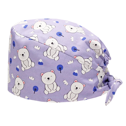 Cralom Bear Print Scrub Hat - for Medical & Beauty Professionals