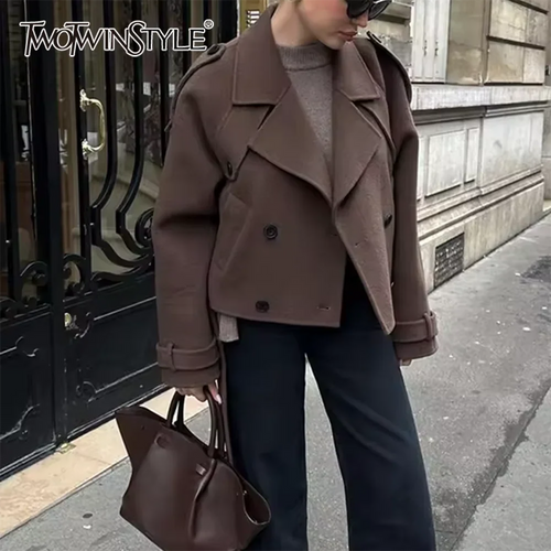 Cralom Chic Button Long Sleeve Jacket - Women's Slimming Lapel Coat