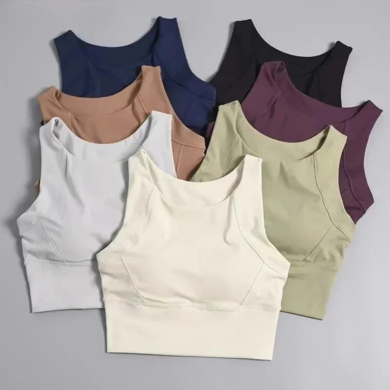 Cralom Shockproof Yoga Bra for Women, Quick Dry Gym Crop Top, Running Workout Bra