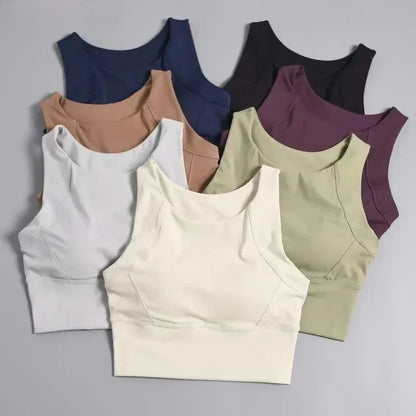 Cralom Shockproof Yoga Bra for Women, Quick Dry Gym Crop Top, Running Workout Bra