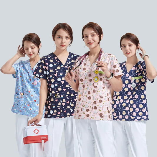 Cralom V-Neck Nurse Scrub Top - Anti-Static Medical Workwear