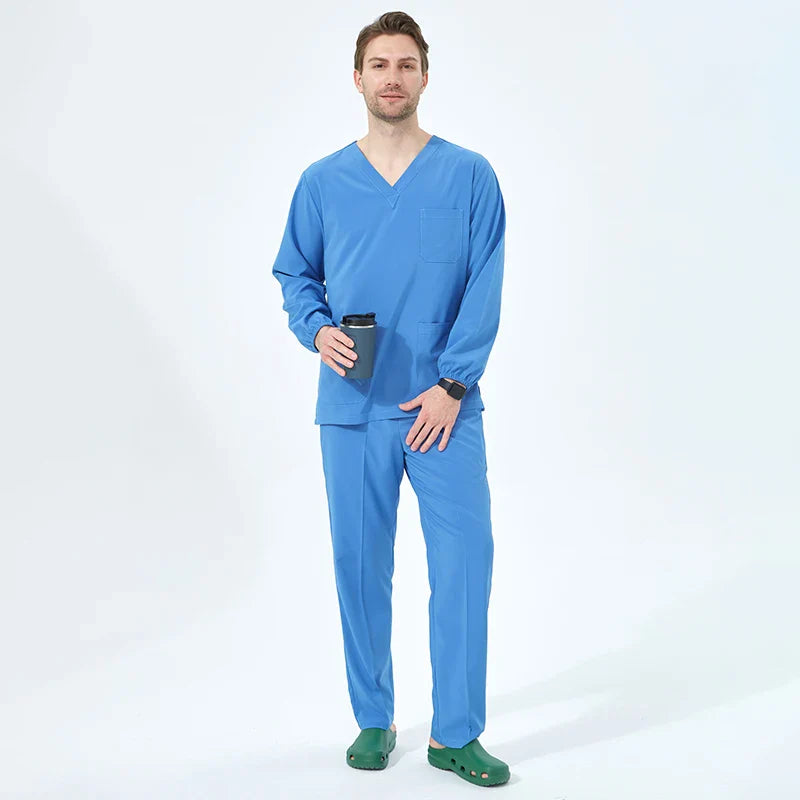Cralom V-Neck Scrubs Set: Women's Slim Fit Surgeon Uniform Operating Room Stretch