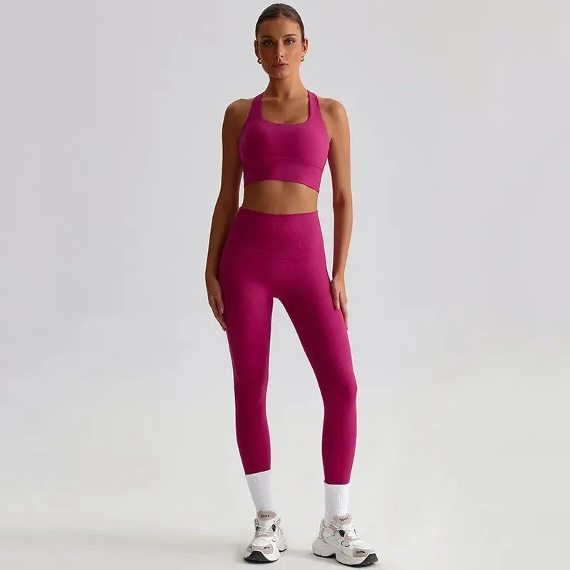 Cralom Seamless Yoga Set: Backless Sports Bra & Booty-Lifting Leggings