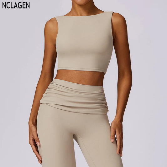 Cralom High Support Sports Bra Vest for Women - Impact Workout Yoga Tank Top
