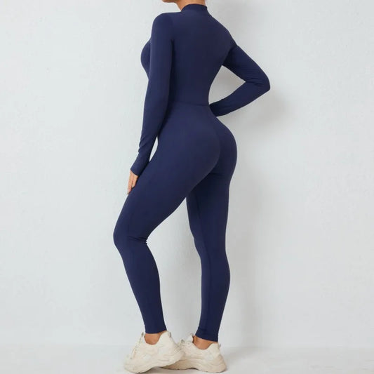 Cralom Zip-front Yoga Jumpsuit: Comfortable Bodysuit for Women's Gym & Fitness