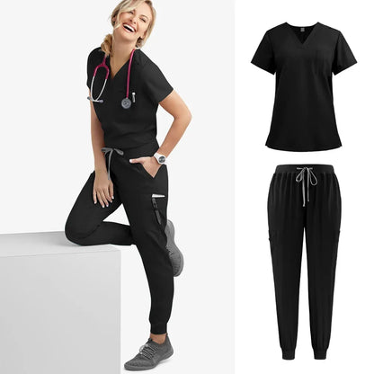 Cralom Multicolour Jogger Scrubs Set with Pocket Pants