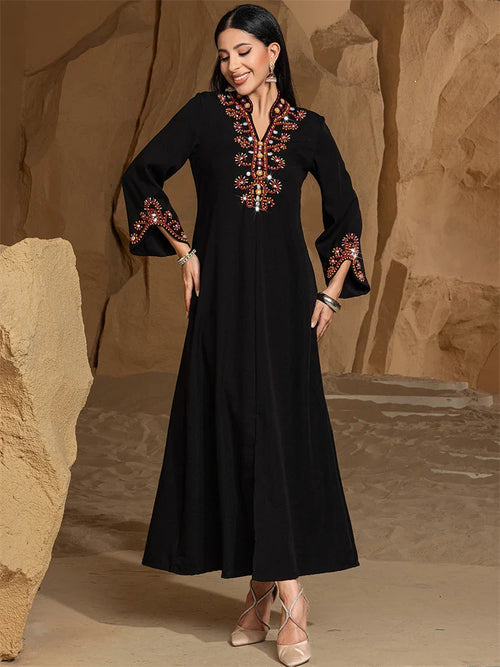 Cralom Ramadan Eid Party Abaya with Diamonds Women's Fashion Sparkle