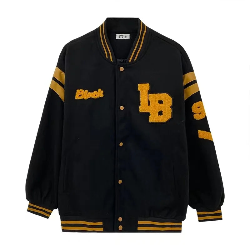 Cralom Flocking Baseball Uniform Jacket: Y2K Retro Vintage Lovers Motorcycle Casual Coat