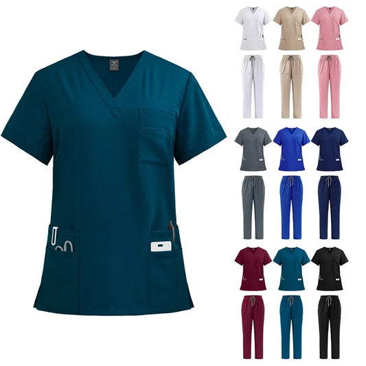 Cralom Solid Color Scrubs Set - Premium Nurse Workwear Uniforms