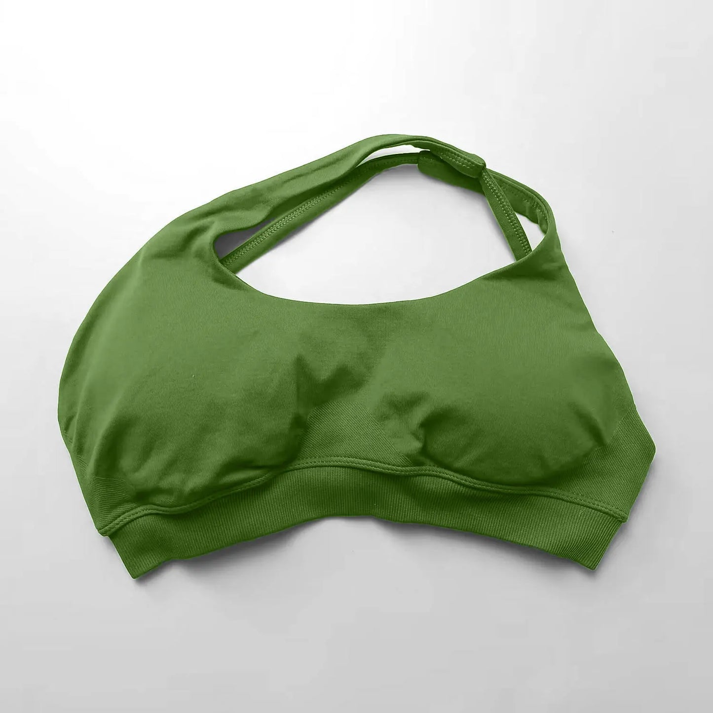 Cralom Asymmetric High Support Halter Sports Bra for Women - Backless Fitness Activewear