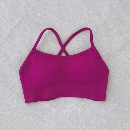 Cralom Seamless Cross Back Yoga Bra with Removable Pads for Impact Support