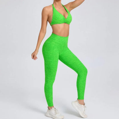 Cralom Color-Block High Waist Yoga Set - Slim Fit Bra & Pants
