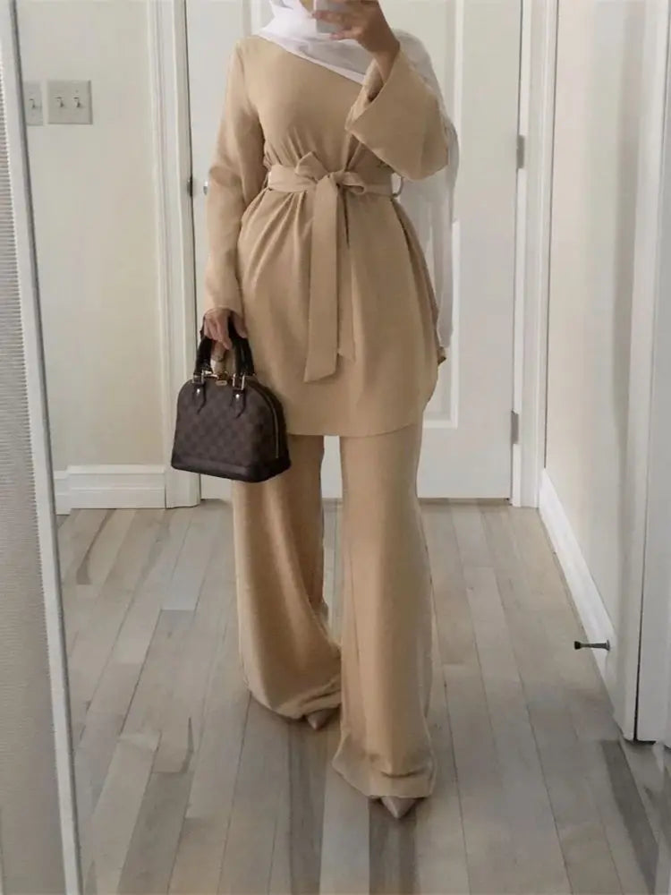 Cralom Khaki Eid Abaya Set - Size L