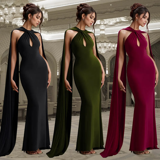 Cralom Women's Elegant Ribbon Solid Color Dress & Casual Long Skirt