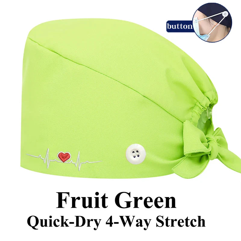 Cralom Embroidered Stretch Medical Hat Surgical Cap for Women