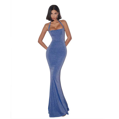 Cralom Spring Dress with Neck Strap and Bareback, High-Quality, Slim Fit