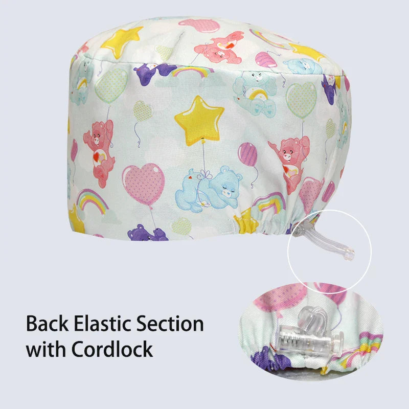 Cralom Women's Cat Print Doctor Hat for Pediatrics & Veterinary Clinics