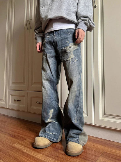Cralom Vintage Distressed High Waist Wide Leg Jeans Women 2025 Fashion