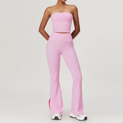 Cralom Summer Yoga Set for Women: 2 Piece Tight Fit Sports Suit