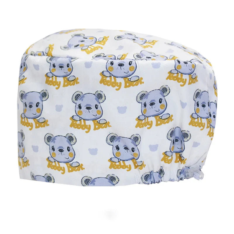 Cralom Cartoon Animals Unisex Surgical Scrub Caps for Medical Professionals