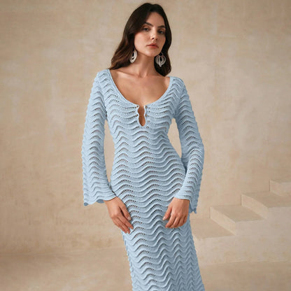 Cralom Women's Knitted Bikini Swimsuit Hoodie Dress - Solid Color, Sexy & Stylish