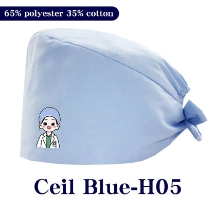 Cralom Cartoon Printed Surgical Scrub Caps for Medical & Pet Grooming Pros