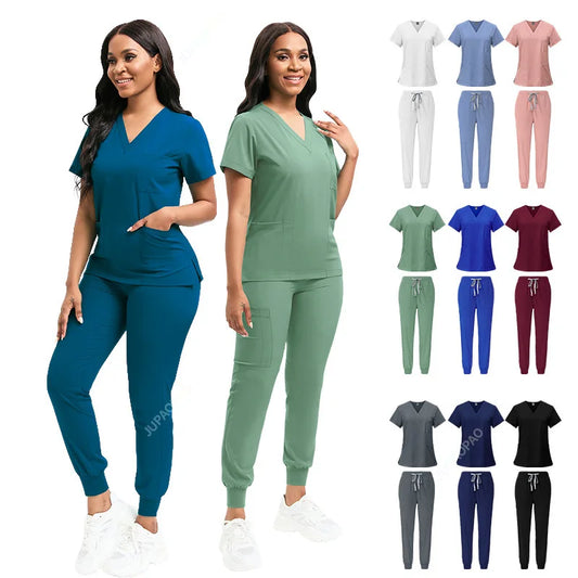 Cralom Stretch Scrub Set: Top & Pants With Pocket, Premium Nurse Doctor Uniform
