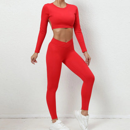 Cralom 2pcs Gym Set: Crop Top & Leggings Workout Yoga Suit for Women