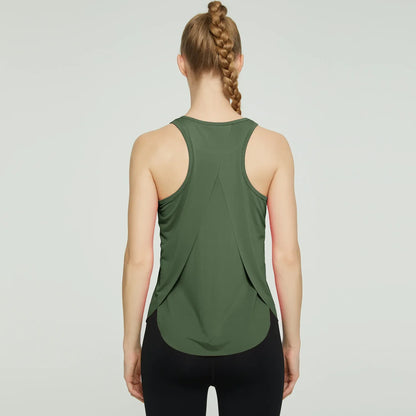 Cralom Women's Fitness Crop Tank Top, Quick Dry Sport Vest for Gym Workouts