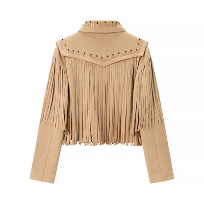 Cralom Solid Spliced Zipper Jackets for Women - Minimalist Coats with Lapel & Long Sleeves