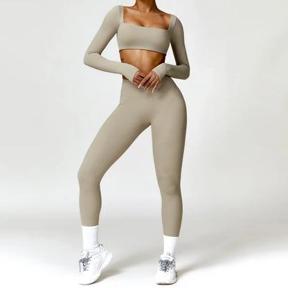 Cralom 2PCS Yoga Set for Women: Quick-Drying Sports Suit for Gym and Running