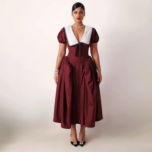 Cralom Black Bubble Sleeve Midi Dress
