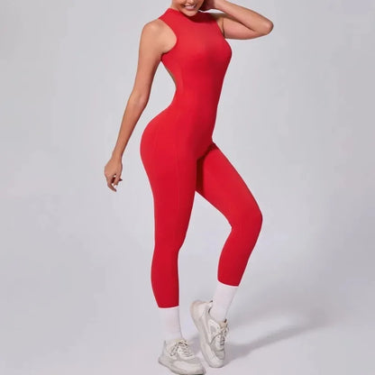 Cralom Seamless Backless Yoga Bodysuit with Removable Padding