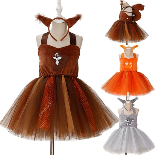 Cralom Kids Squirrel Tutu Dress for Children's Day Role Play - Perfect for Little Fashionistas