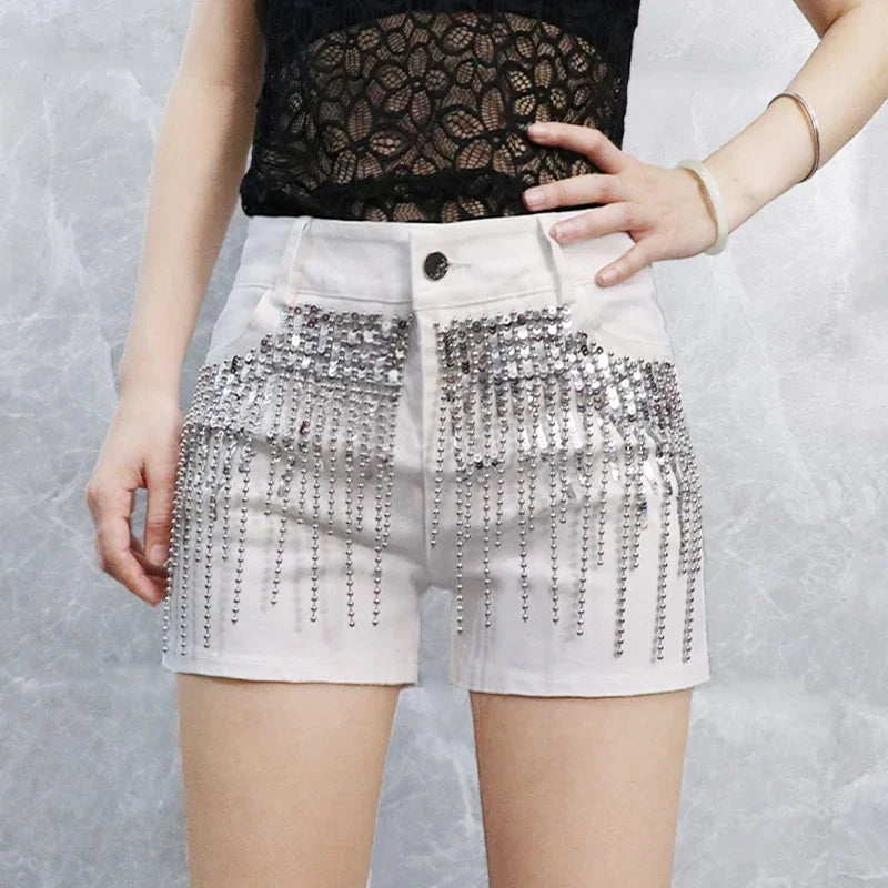 Cralom High Waist Hottie Denim Shorts Straight Jeans for Women - Y2K Fashion