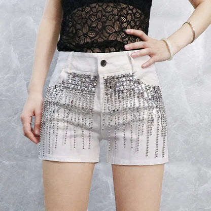 Cralom High Waist Hottie Denim Shorts Straight Jeans for Women - Y2K Fashion