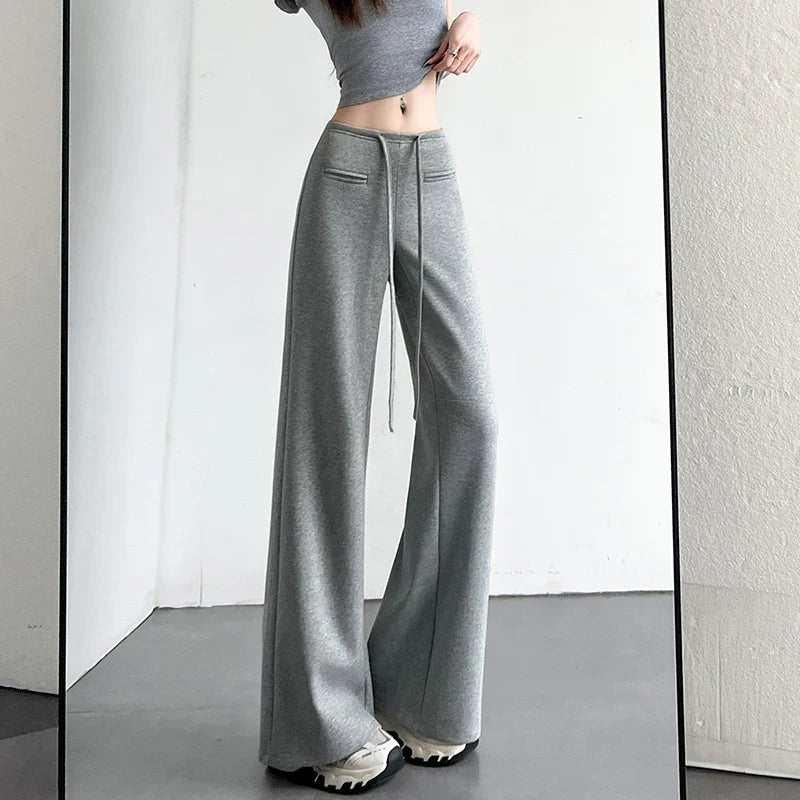 Cralom Vintage Capris: Women's Lace-Up Wide Leg Pants with Pockets