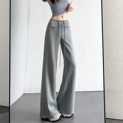 Cralom Vintage Capris: Women's Lace-Up Wide Leg Pants with Pockets