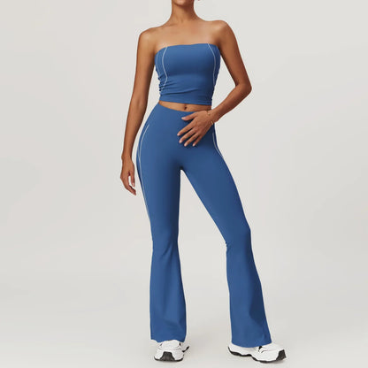 Cralom Summer Yoga Set for Women: 2 Piece Tight Fit Sports Suit